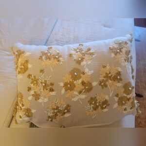Floral Embroidered Accent Pillow